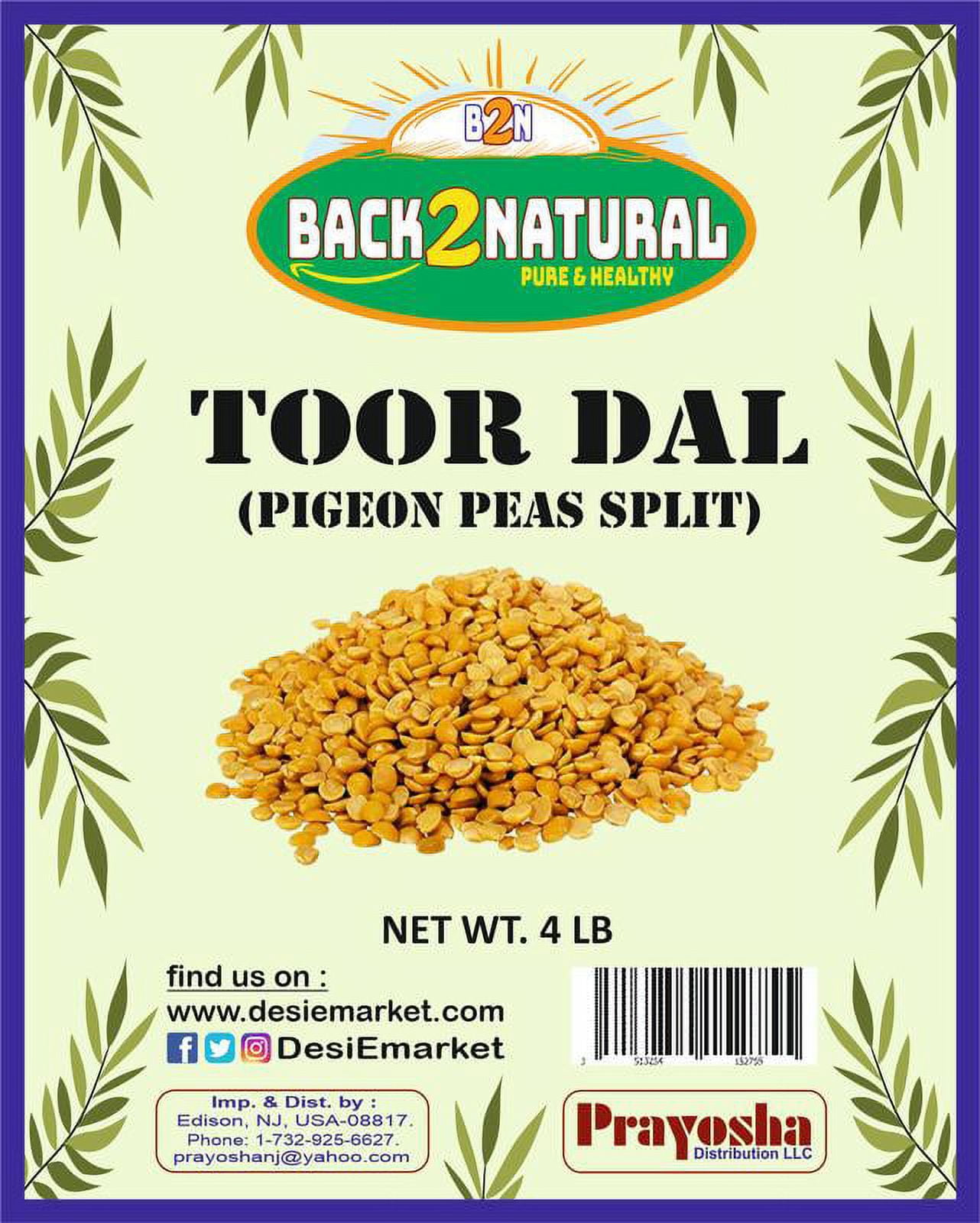 Back2Natural Toor Dal (Split Pigeon Peas) 64oz (4lbs) All Natural