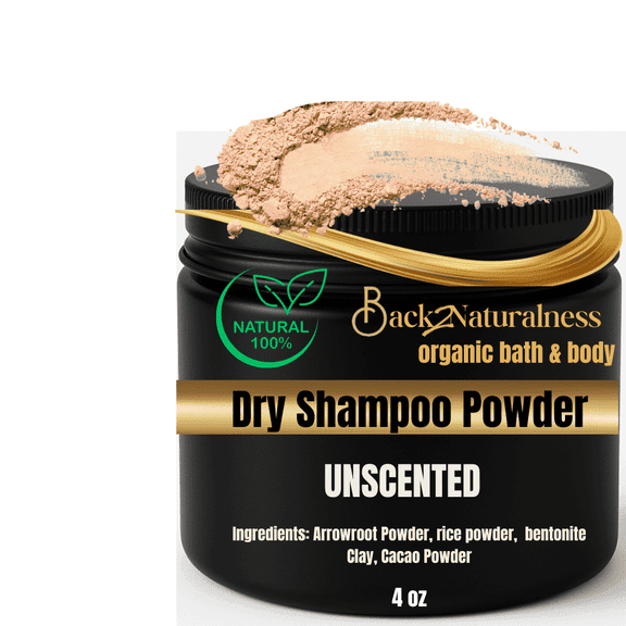 Back2Naturalness Unscented Dry Shampoo Powder for Dark Hair -  All Hair Types- Non-Aerosol, Vegan, No - Residue (3.5 oz)