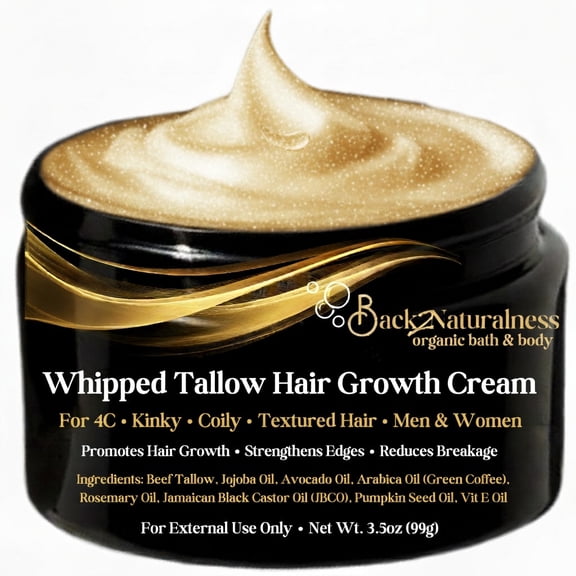 Back2Naturalness Tallow Hair Growth Cream Oil for Textured Hai, All Hair Types, Sensitive Skin , 3.5 oz