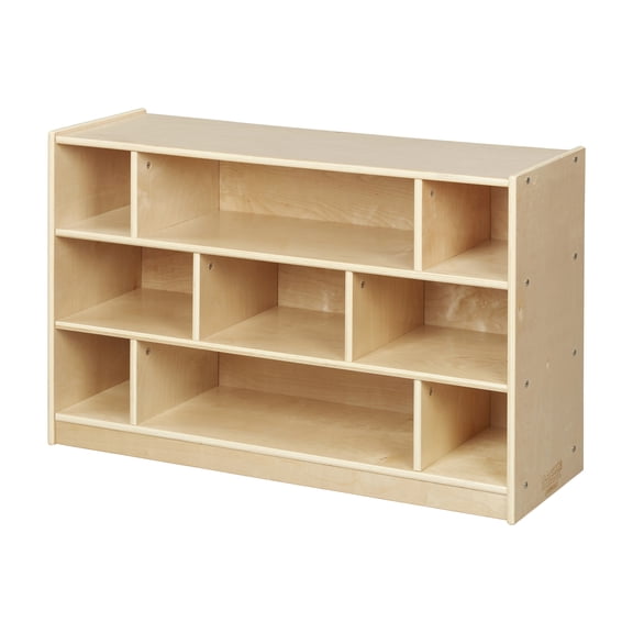 Back2School Express 9-Compartment Mobile Block Storage Cabinet, Builder, Toy Organizer, Natural