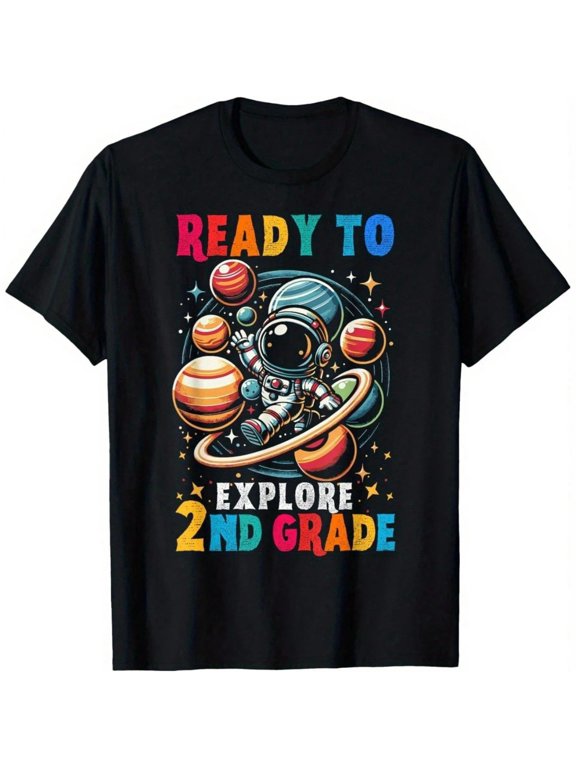 BackTo School Astronaut 2nd Grade T- Shirt, T-Shirt for Kids Youth, 180gsm, 100% Cotton