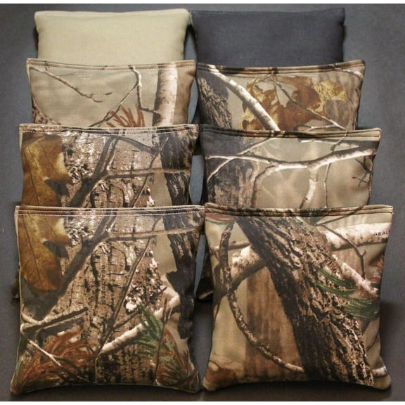 BackYardGamesUSA Cornhole Bean Bags Camo Camouflage Black & Tan 8 ACA Hunting Fishing Bags