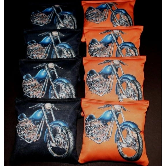 BackYardGamesUSA Motorcycle Lovers Harley Fans Orange Black 8 Regulation Cornhole Bean Bags B302