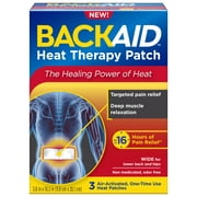 Backaid Heat Therapy Patch, Wide for Lower Back and Hip Pain Relief,  4 x 10", 3 CT