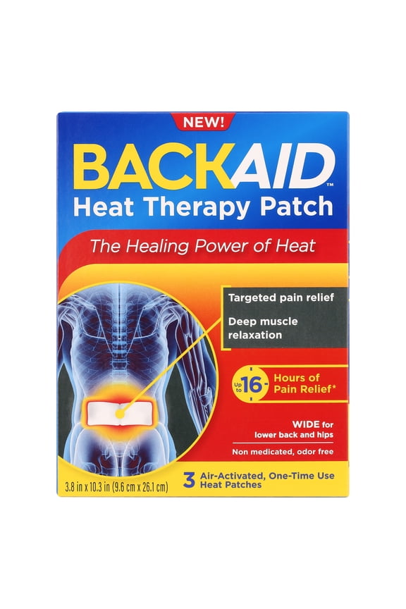 Heat Therapy Patch for Lower Back and Hip Pain Relief, 4 x 10 Inch, 3 Count