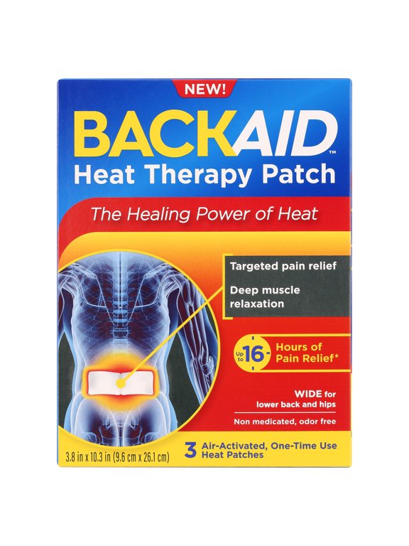 Heat Therapy Patch for Lower Back and Hip Pain Relief, 4 x 10 Inch, 3 Count