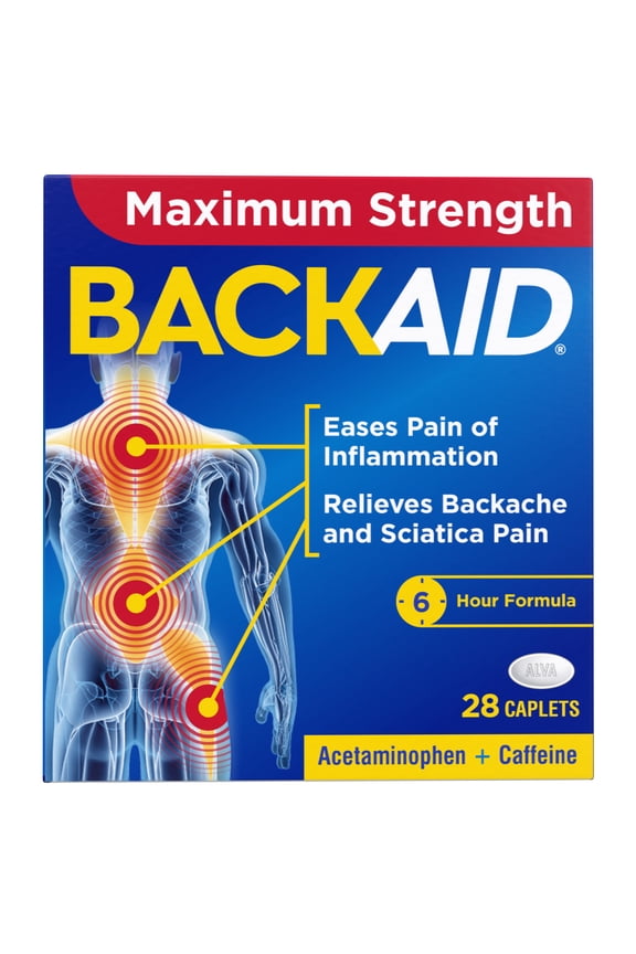 Maximum Strength Back & Sciatica Pain Reliever, 6-Hour Formula, 28 Count