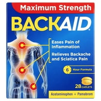 Backaid Maximum Strength Back Pain Reliever, 6-Hour Formula, Aspirin-Free Caplets, 28 Count