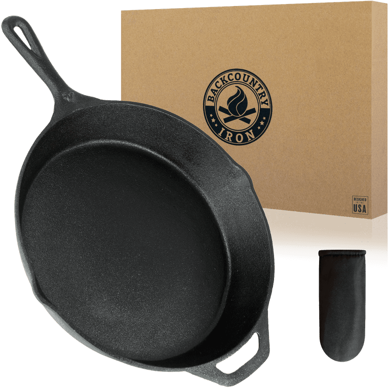 Backcountry Iron 12 Inch Round Large Pre-Seasoned Cast Iron Skillet