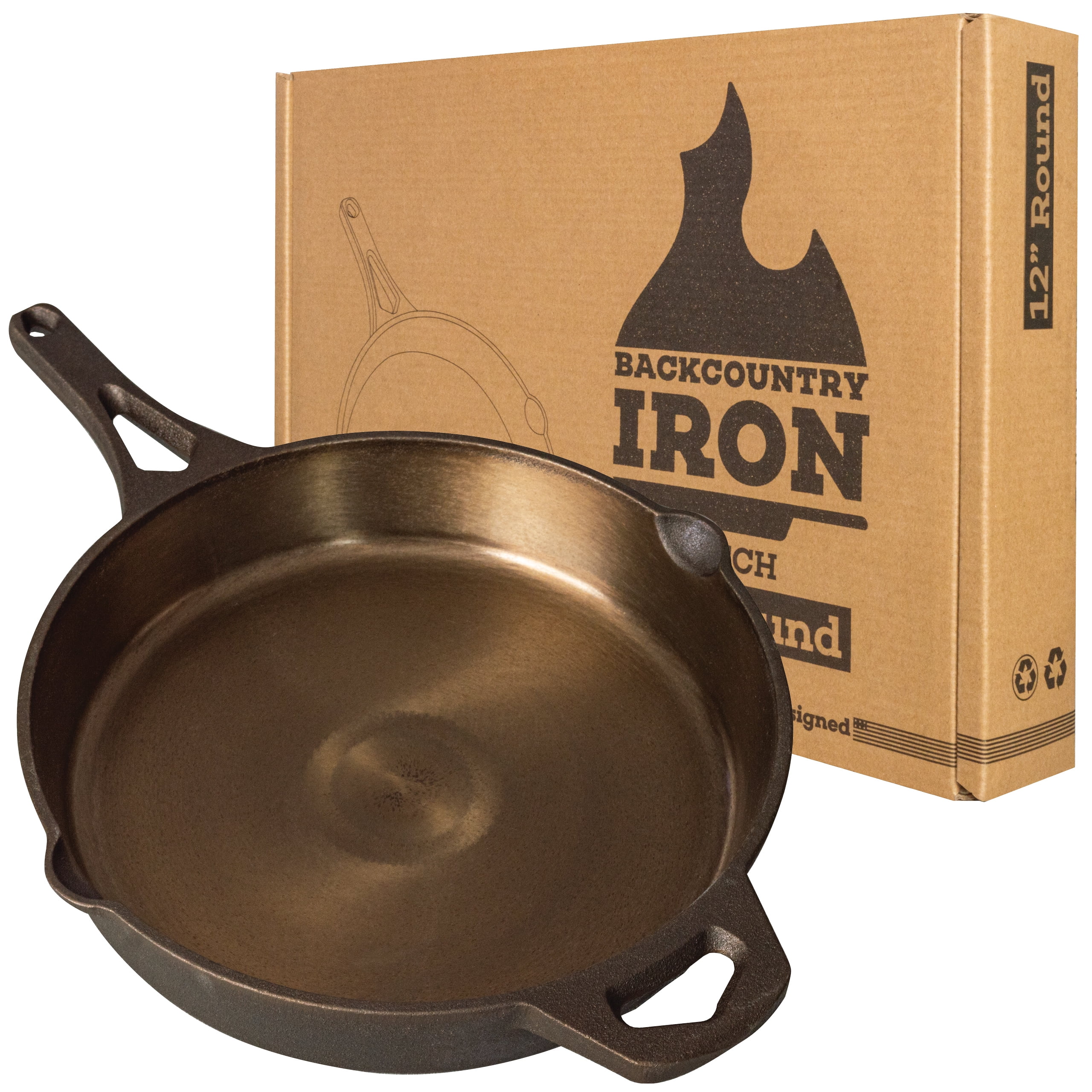 Backcountry Iron 12 Inch Smooth Wasatch Pre-Seasoned Round Cast Iron Skillet  