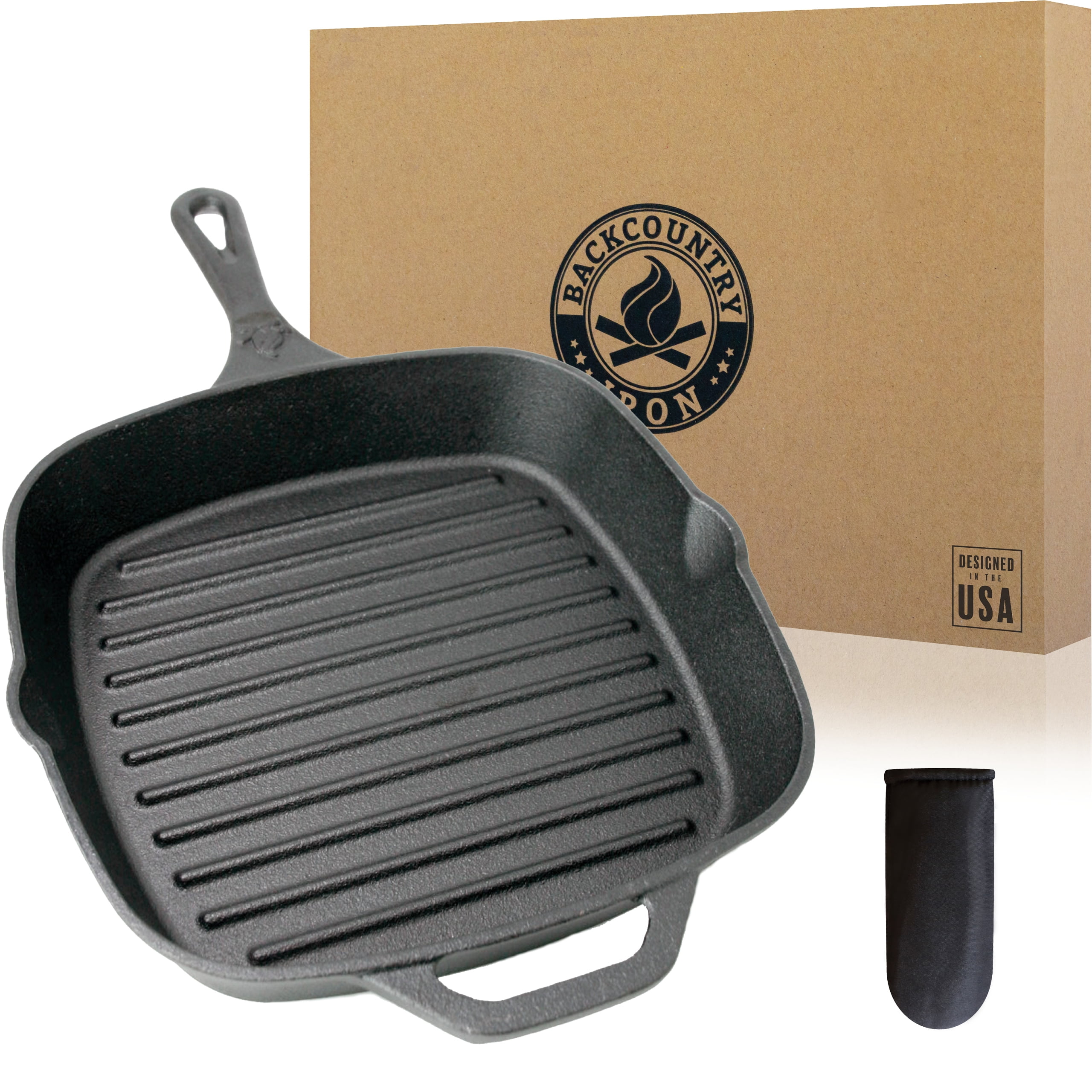 Cast Iron Grill Pan 12.6 inch Pre-Seasoned Cast Iron Griddle Pan