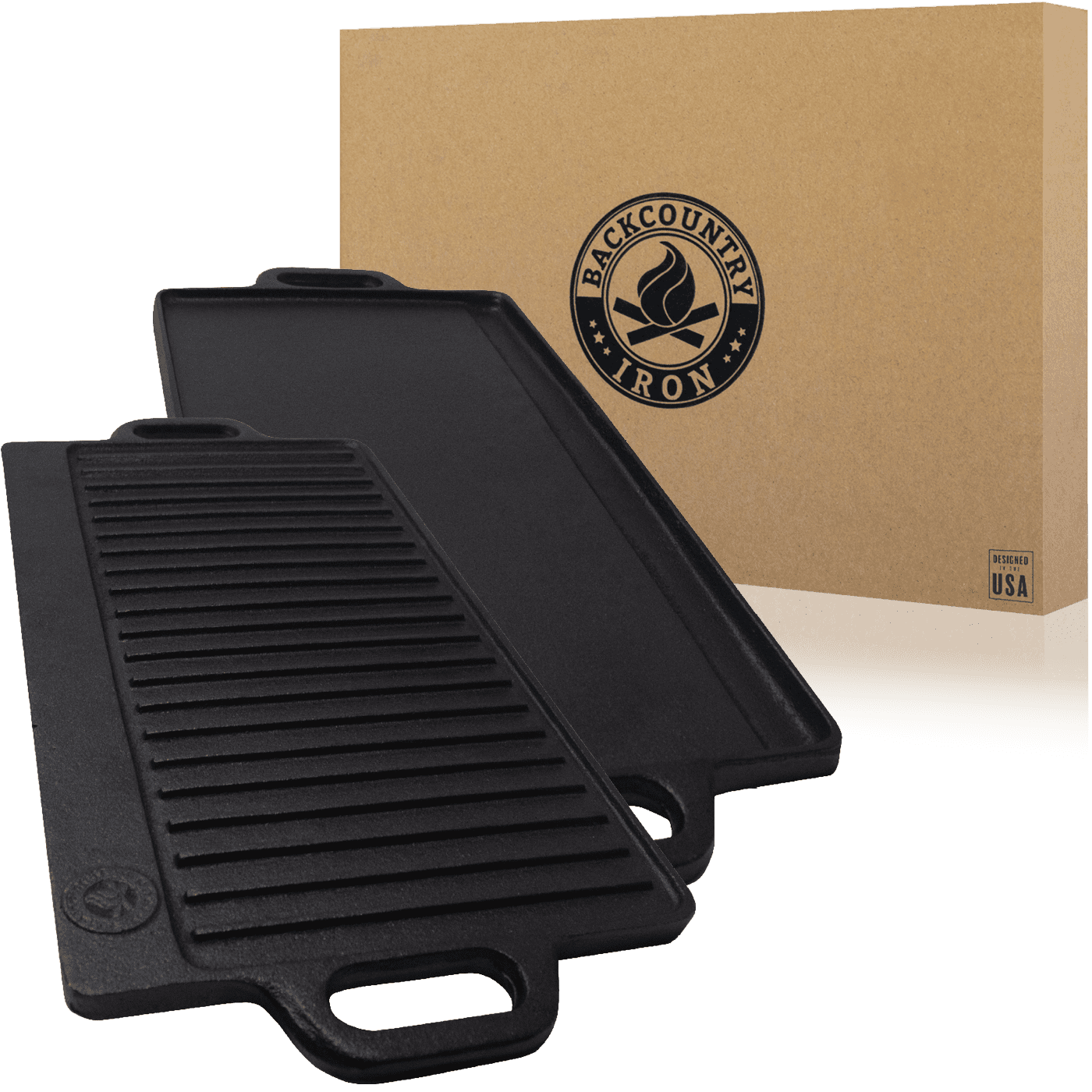Choice 16 1/2 x 9 1/2 Pre-Seasoned Reversible Cast Iron Griddle and Grill