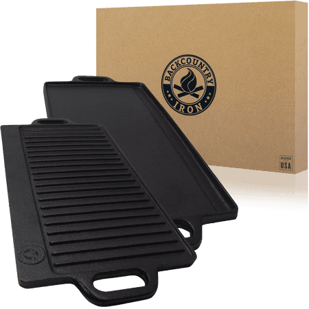 Backcountry Iron 20 x 9 Inch Large Reversible Seasoned Cast Iron Grill / Griddle