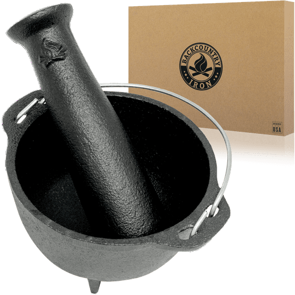 Backcountry Iron 4.75 inch Cast Iron Mortar and Pestle Set 2 Cup Spice Grinder
