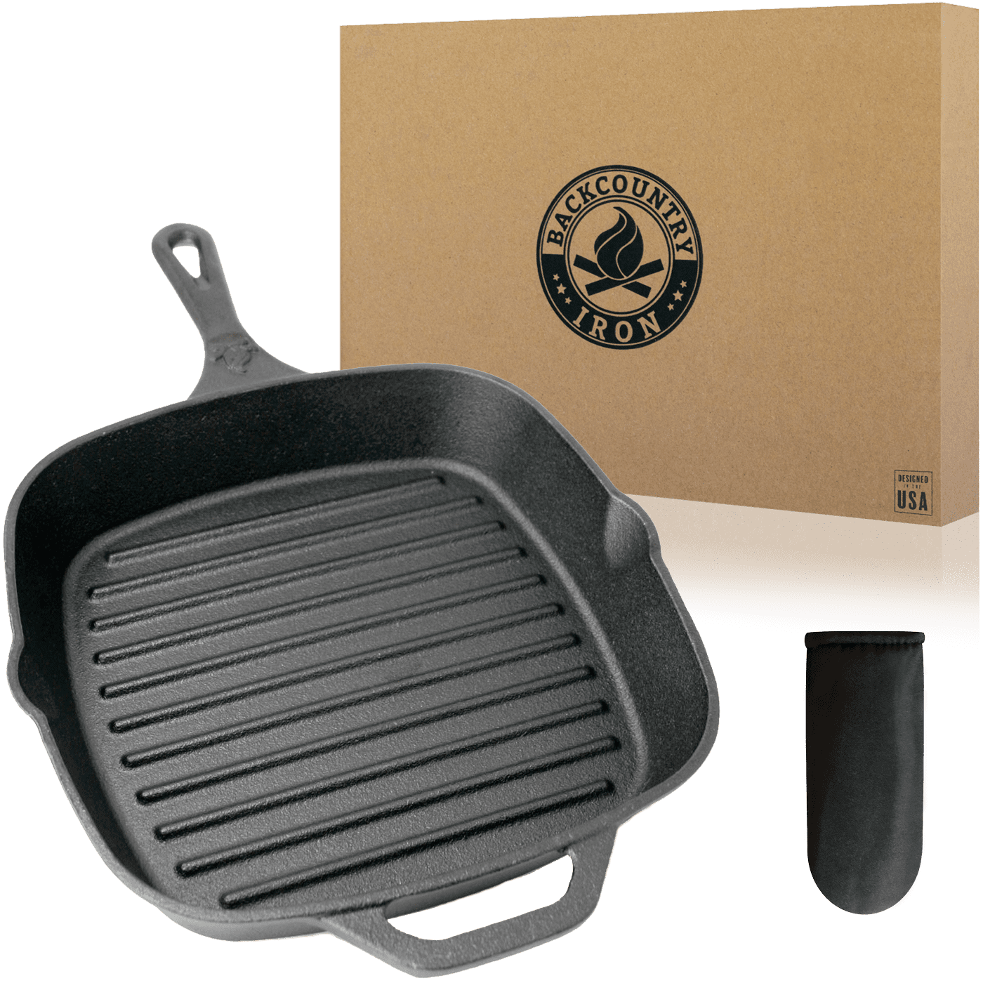 UPAN The Cast Iron Sausage Pan - Pre Seasoned Square Grill Pan for Kitchen  and Outdoor Use.