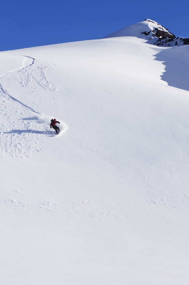 Backcountry Snowboarder Carving Turns Down A Steep Mountain Face Eagle Glacier Chugach Mountains Southcentral Alaska Canvas Art - Dan Bailey Design Pics (24 x 38)