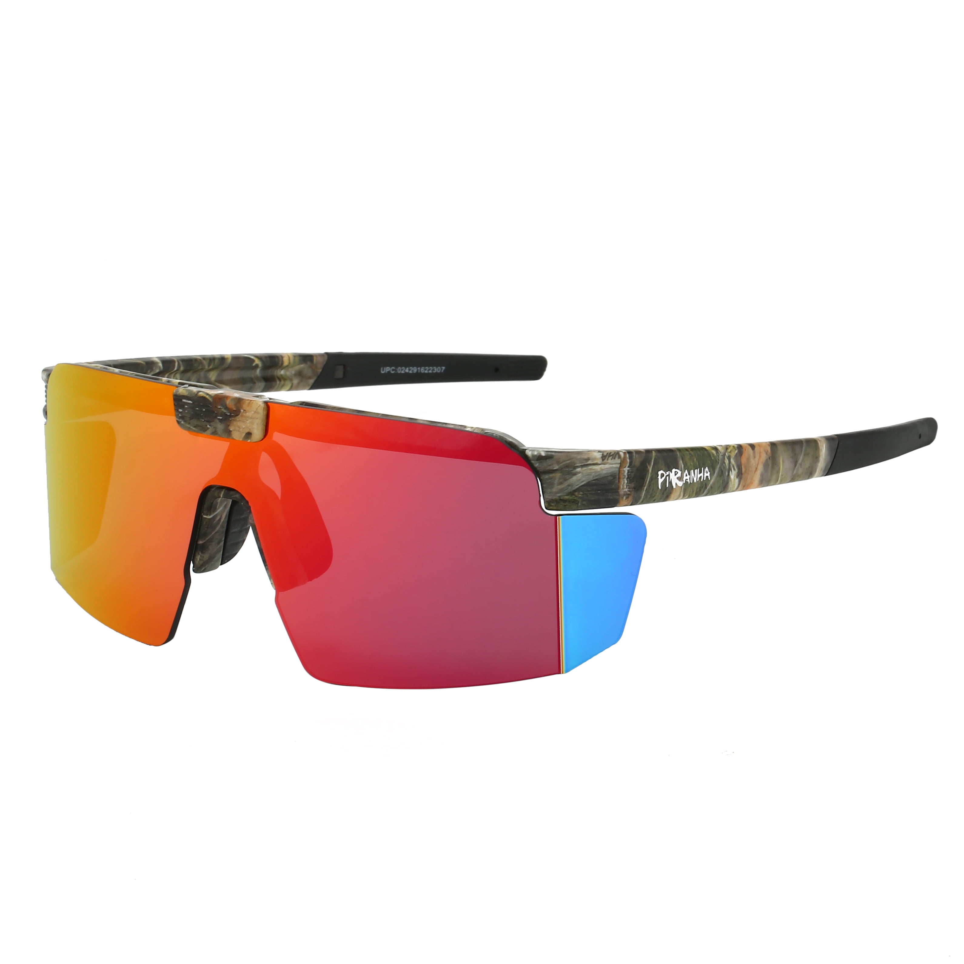 PIRANHA Eyewear Backcountry Flip Up Shield Sunglasses for Men with Red Mirror Lenses
