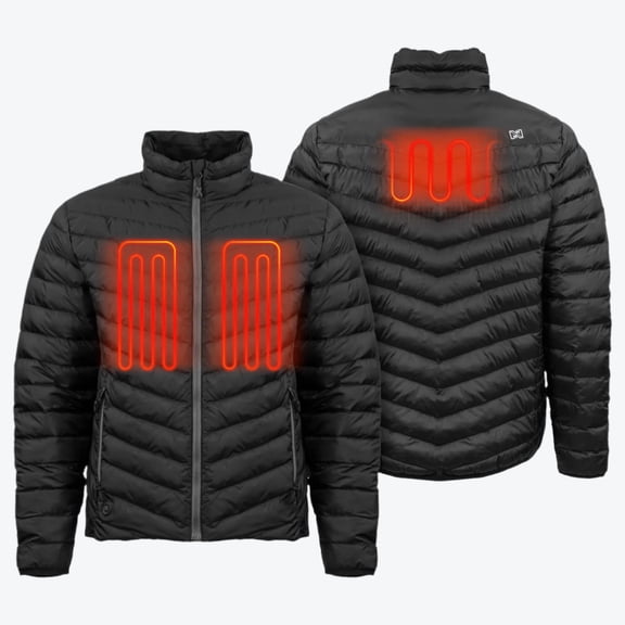 Mobile Warming Backcountry Xtera Heated Puffer Jacket for Men, 3 Heat Zones, 7.4V Battery Included, PrimaLoft ThermoPlume, Black