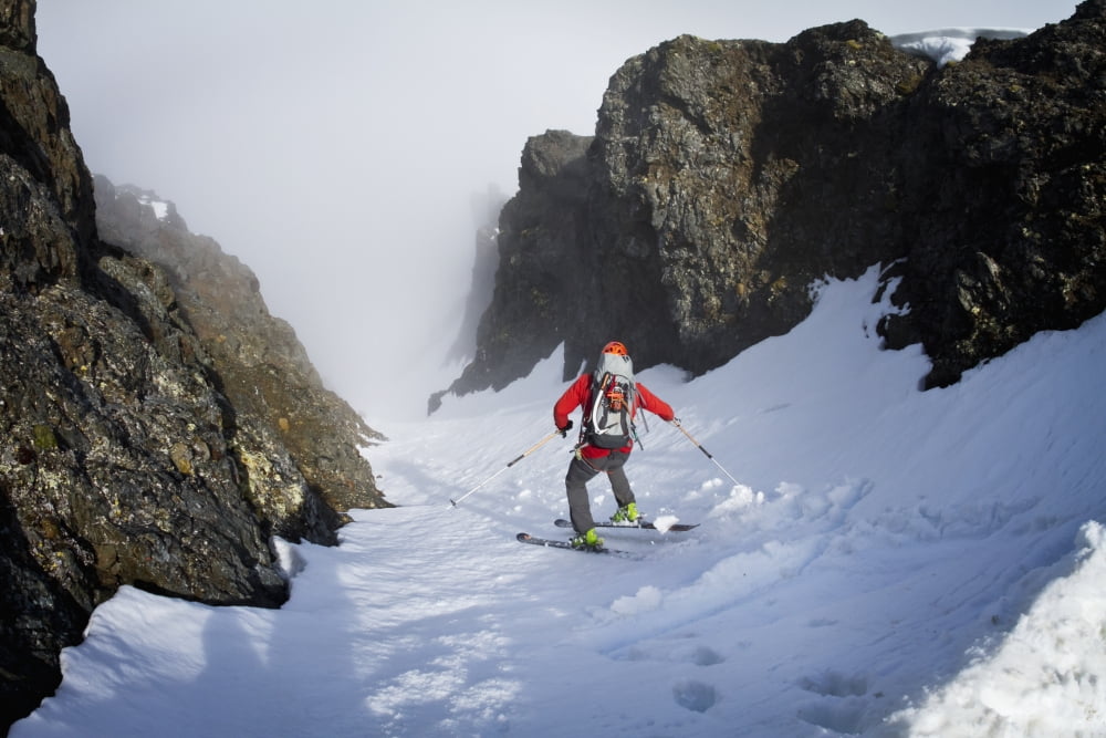Backcountry skier on West Twin Peak near Eklutna Western Chugach Mountains Southcentral Alaska Winter Canvas Art - Joe Stock Design Pics (19 x 12)