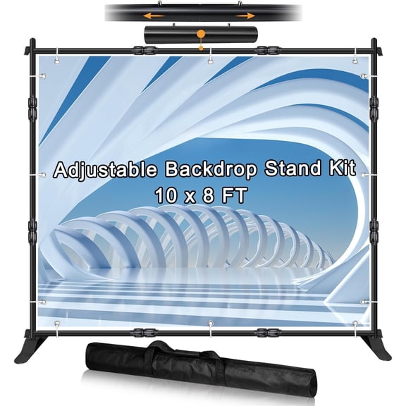 Backdrop Banner Stand, 10x8FT Heavy Duty Adjustable Step and Repeat Stand