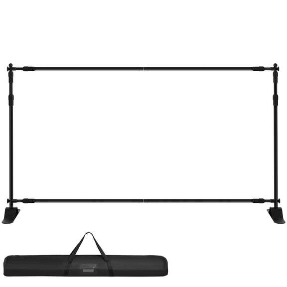 Backdrop Banner Stand 8x8 Ft Adjustable Heavy Duty Aluminum Background Display Stand with Carrying Bag for Weddings Parties Photo Booth Trade Shows Exhibitions and Professional Events