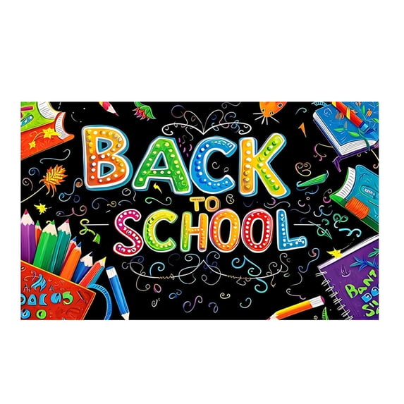Backdrop Black and White Style Fabric Back to School Design for Classroom Photo Booth and Welcome School Events 1 Piece Decor for Elementary Student and Teacher Spaces
