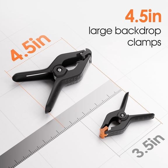 Backdrop Clamps Clips - 4.5in - Spring Clamps for Backdrop Stand, 8 Pack Black Heavy Duty Plastic Muslin Photo Clamp for Photography Photobooth, Balloon Arch, Woodworking