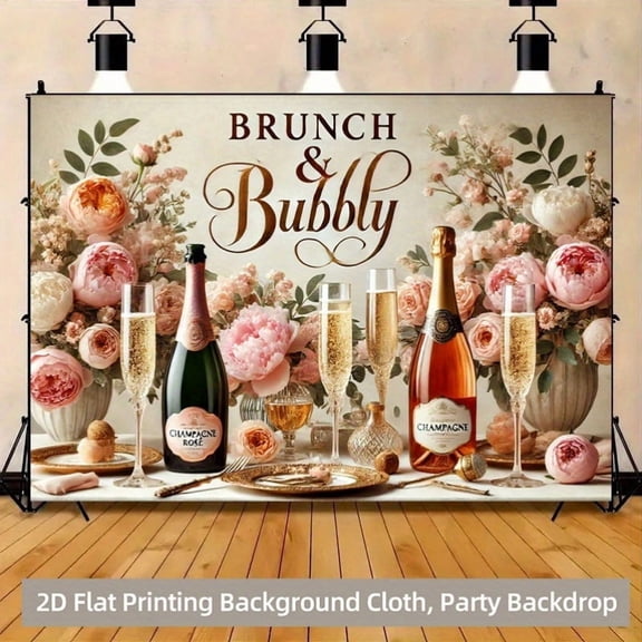 Backdrop Cloth for a Romantic Brunch And Sparkling Wine Theme Table Setting Suitable for Wall Banners, Room Photography Backgrounds, Photo Backdrops, And Celebration Decorations