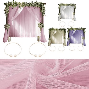 Backdrop Curtain 60x120inch Polyester Fabric Drapes for Wedding Ceremony Sheer Voile Curtains 2 Panels Photography Background Drape Party Stage Backdrops