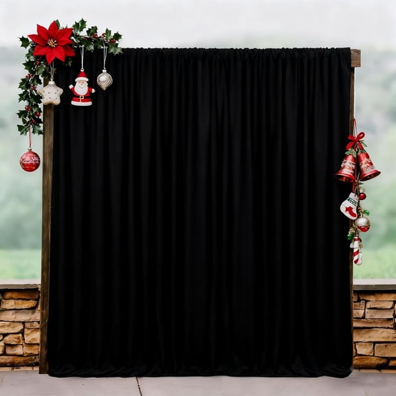Backdrop Curtains Black Polyester Backdrop for Curtains 2 Packs 5ftx8ft Drape Halloween Curtain Fabric for Party Decoration
