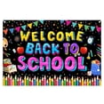 thumbnail image 1 of Backdrop Fabric Welcome Back to School 1 Pack for Classroom Photo Booth Decor Back to School Party Event Supplies, 1 of 5