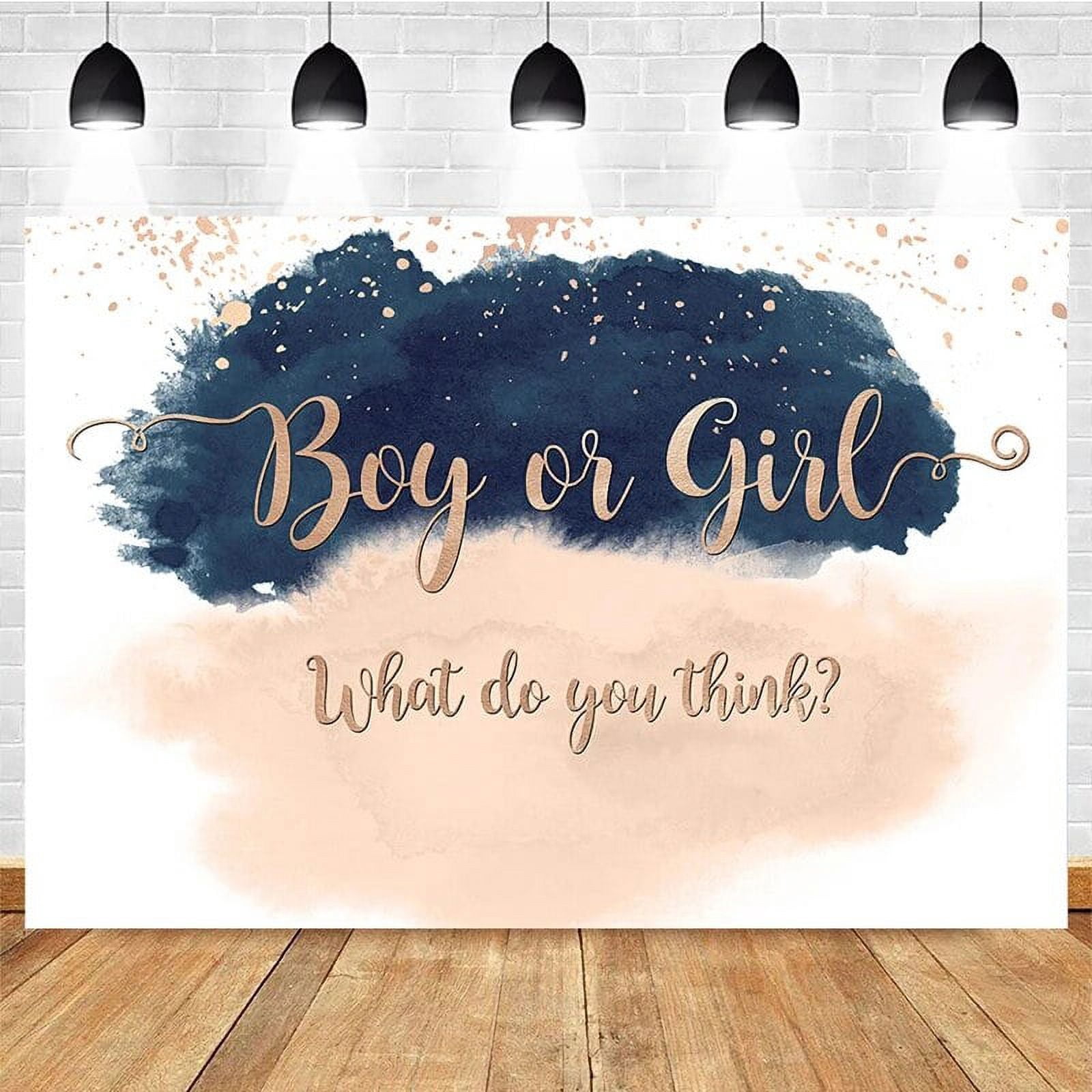 7.5ft Diameter Circle Backdrop - Gender Reveal, Rustic Floral Bear Design, Polyester For Photo Booth, Baby Shower Decoration
