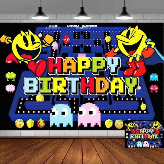 Backdrop Pacman Banner Party Supplies Poster Movie Theme Background for Photography Kids Birthday Decorations