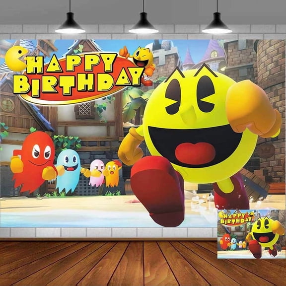 Backdrop Pacman Banner Party Supplies Poster Movie Theme Background for Photography Kids Birthday Decorations