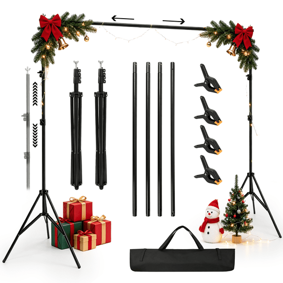 Backdrop Stand 10x7 FT Photo Studio Adjustable Background Stand Support kit with Clamps, Carrying Bag for Party, Photo Booth, Banner, Events Decoration, Wedding, Photography, for Christmas, Halloween