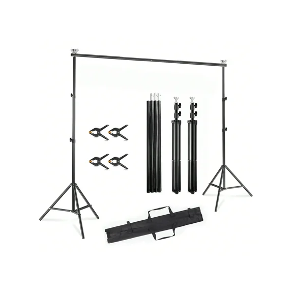Backdrop Stand 10x7ft Adjustable Metal Balloon Arch Frame, Photography Studio Background Support Kit with 4 Crossbars and 4 Clamps, Portable Event Decoration