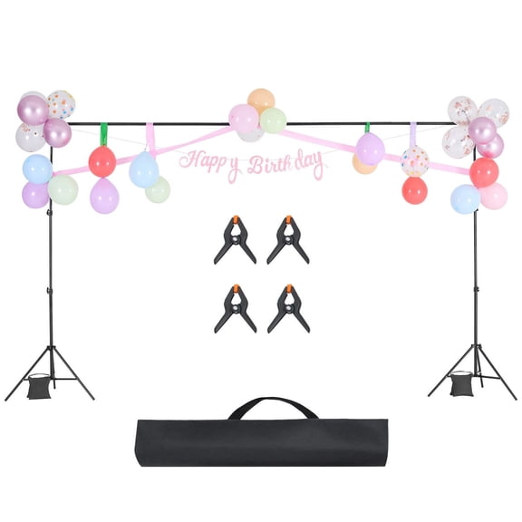 Backdrop Stand, 6.5 x 10 ft Adjustable Photo Backdrop Stand Kit, Portable Background Backdrop Stand with 5 Crossbars, Heavy Duty Projector Screen Stand, for Wedding, Photo Video Studio & Party