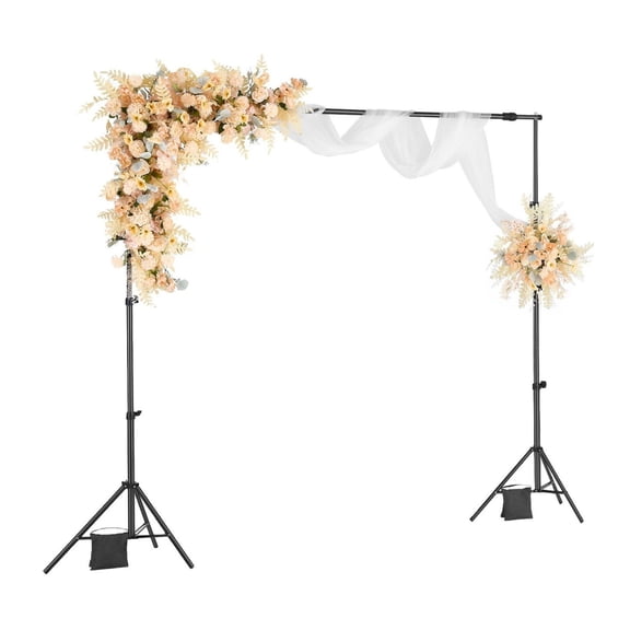 Backdrop Stand 7 x 10 ft Adjustable Kit, Portable Background Stand with 3 Crossbars, Heavy Duty for Photo Video Studio, Wedding & Parties