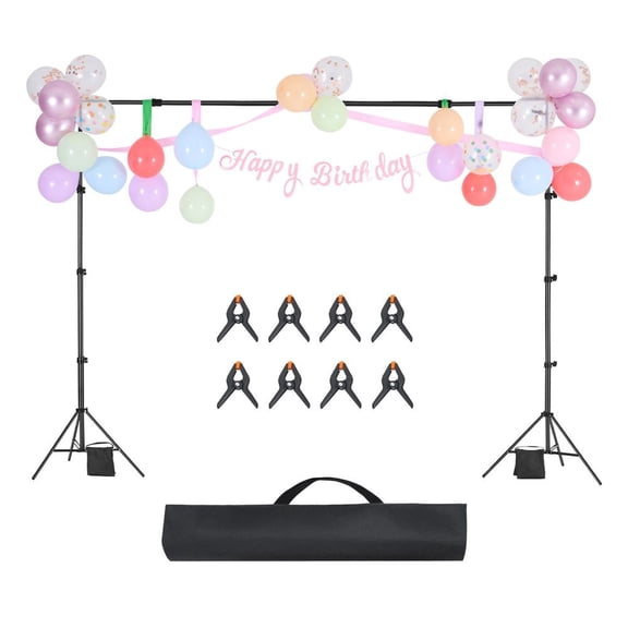 Backdrop Stand, 7 x 10 ft Adjustable Photo Backdrop Stand Kit, Portable Background Backdrop Stand with 3 Crossbars, Heavy Duty Projector Screen Stand, for Wedding, Photo Video Studio & Party
