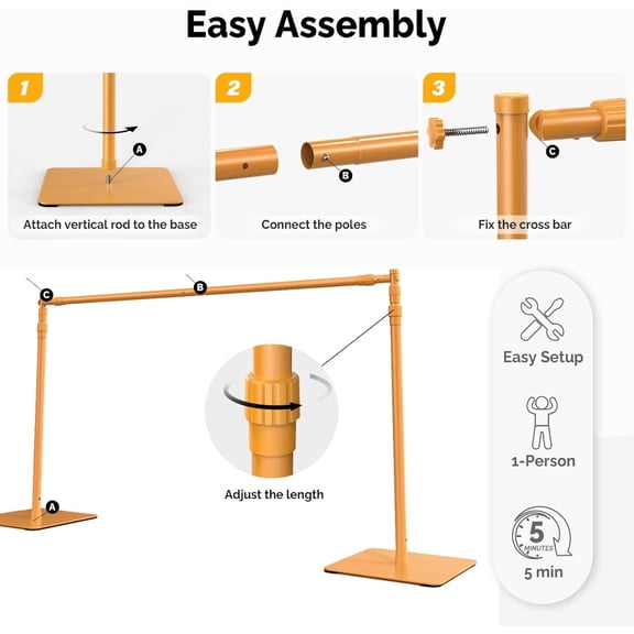 Backdrop Stand, 8x10 ft Adjustable Photo Backdrop Stand Kit, Heavy Duty Backdrop Stand with Base for Photography, Photo Video Studio, Birthday Parties, Wedding