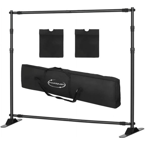 Backdrop Stand, Heavy Duty Banner Stand Adjustable Trade Show Display Stand Step and Repeat Stand for Parties and Photography (10 x 8ft)