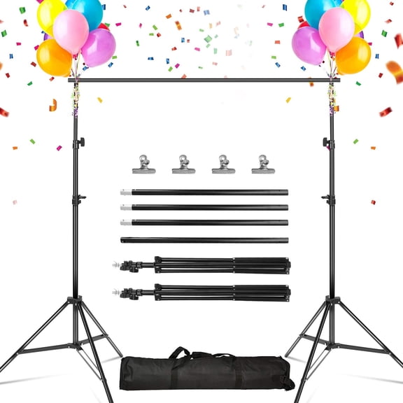 Backdrop Stand Photo Video Studio, 10Ft Wide Adjustable Backdrop Stand, Background Support System Kit with Clamps Carry Bag for Photography/Wedding/Party Decoration