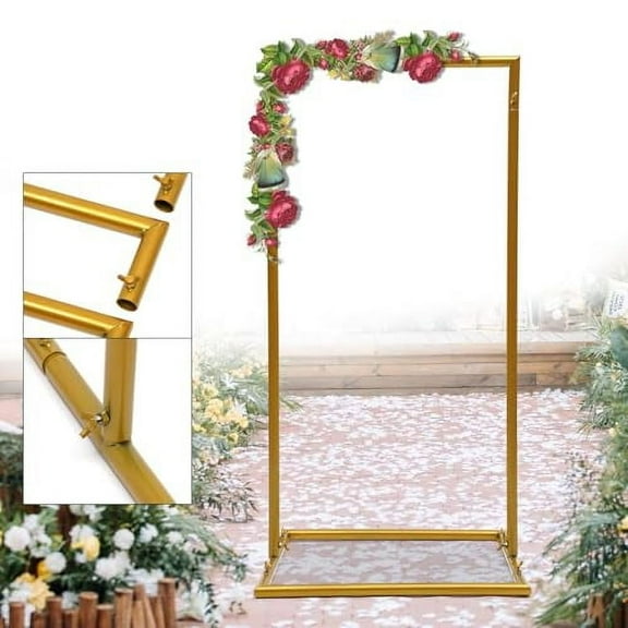 Backdrop Stand Wedding Arches for Ceremony, 19.68" Lx39.37 H Gold Rectangular Balloon Arch Stand Metal Arch Backdrop Stand for Wedding Birthday Parties Anniversary Decoration