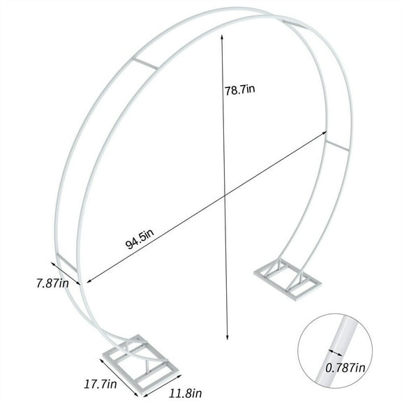 Backdrop Stand White Metal Circle Balloon Arch Frame for Birthday Wedding Party Anniversary Valentine ,Double Layer: 200 x 240cm/ 6.6 x 7.9 ftWedding Ceremony Decorations Thickened Square Tubes