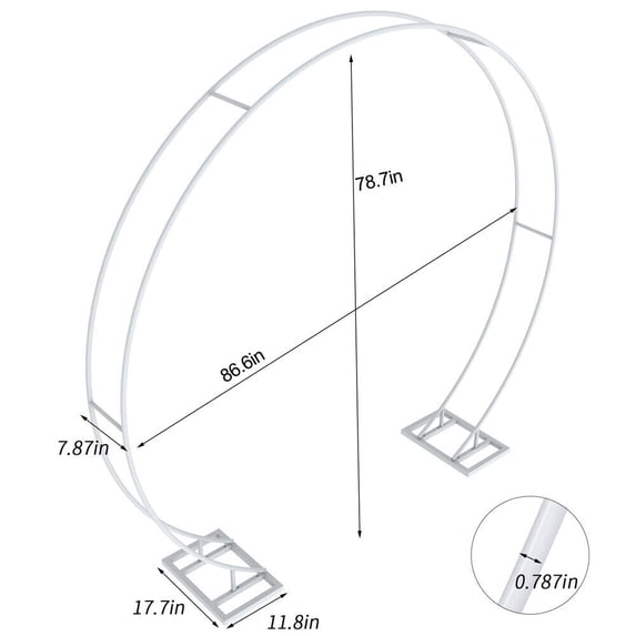 Backdrop Stand White Metal Circle Balloon Arch Frame for Birthday Wedding Party Anniversary Valentine Wedding Ceremony Decorations Thickened Square Tubes,Double Layer: 200 x 220cm/ 6.6 x 7.2ft