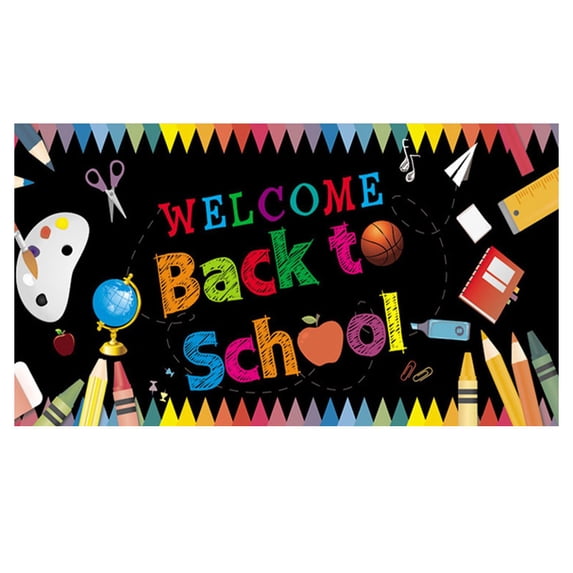 Backdrop Welcome Back to School Multicolor Fabric 1 Pack for Classroom Decor School Photo Booth Student Party Events