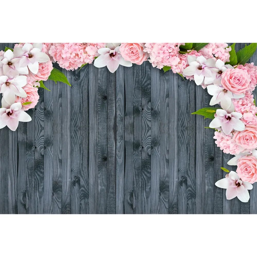 Backdrop Wood Flower Wall Photo Props for Products Photography Custom