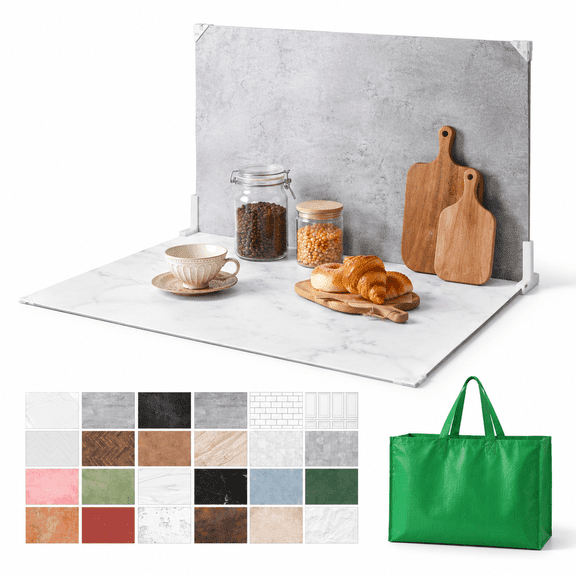 Backdrops 23x35 Inch 12 Double-Sided Paper Photo Studio Kit for Food and Small Products