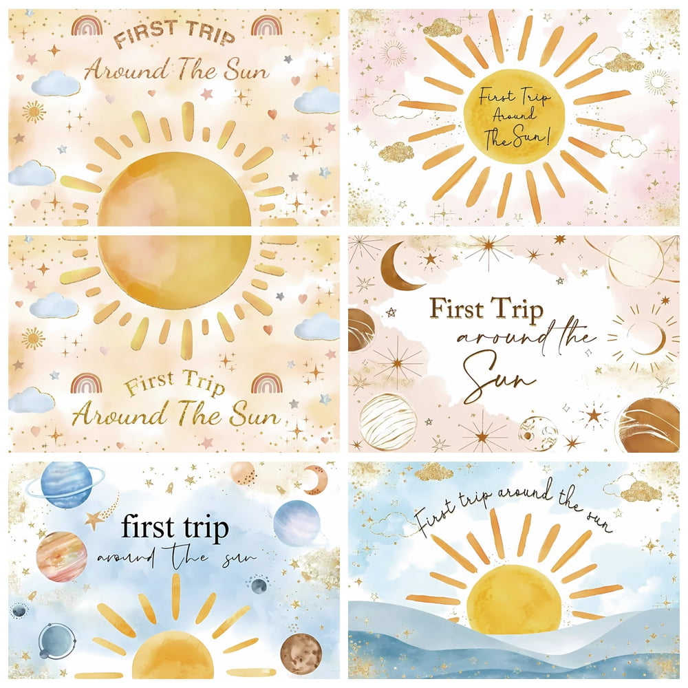 Backdrops First Trip Around The Sun Backdrop Boy Girl 1st Birthday ...