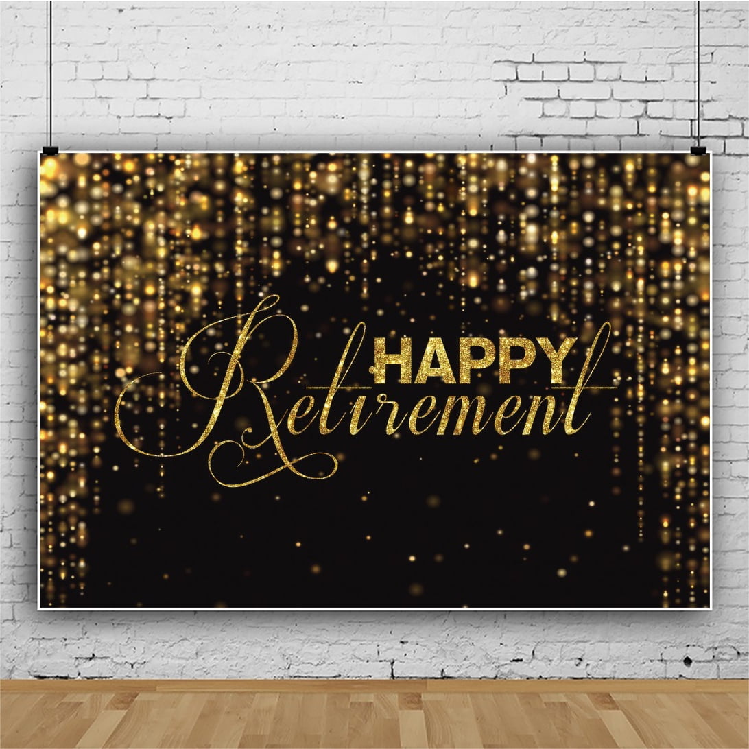 Backdrops Happy Retirement Party Photography Background Gold Polka Dot ...